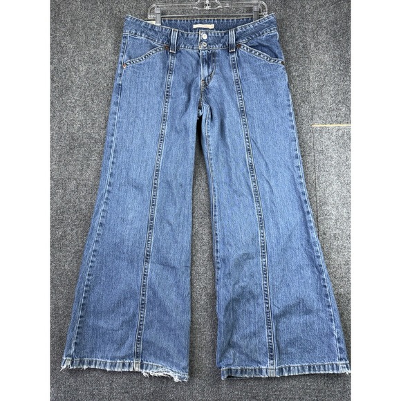 Levi's Denim - Levis Premium Womens 32 Blue Noughties Bell Low Rise Jeans Flare Wide Leg Denim